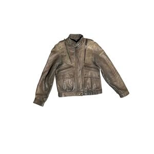 Hein Gericke Vintage Brown Leather Motorcycle Jacket Womens 36W Biker Cafe Racer
